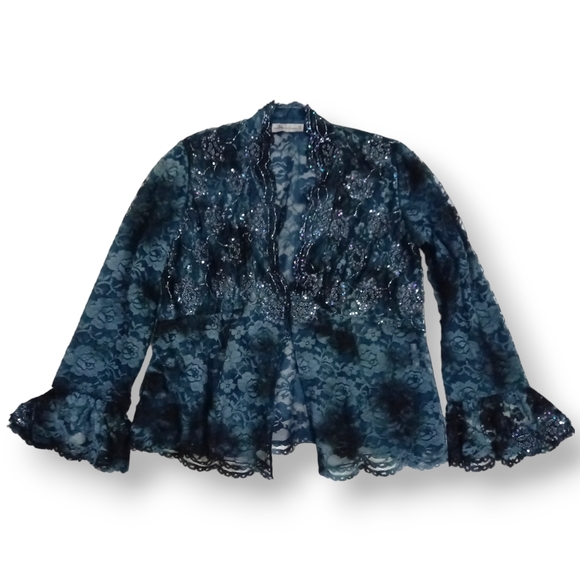 Anyhea Crawford vintage lace shirt jacket 16 - Picture 2 of 11